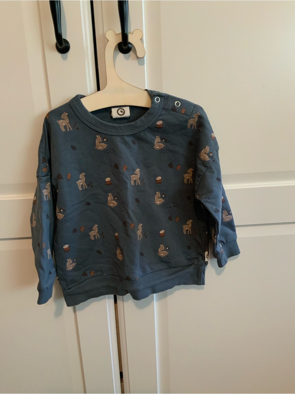 Blue Kids Long-Sleeve Deer Print Sweatshirt